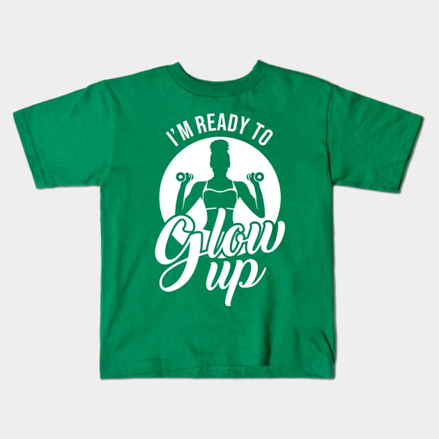 Glow Up Now Workout T-Shirt Kids T-Shirt by Melanificent1